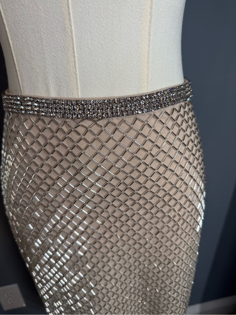 NWTMac Duggal Champagne and Silver Embellished Pencil Skirt - Size 2 - Picture 4 of 12